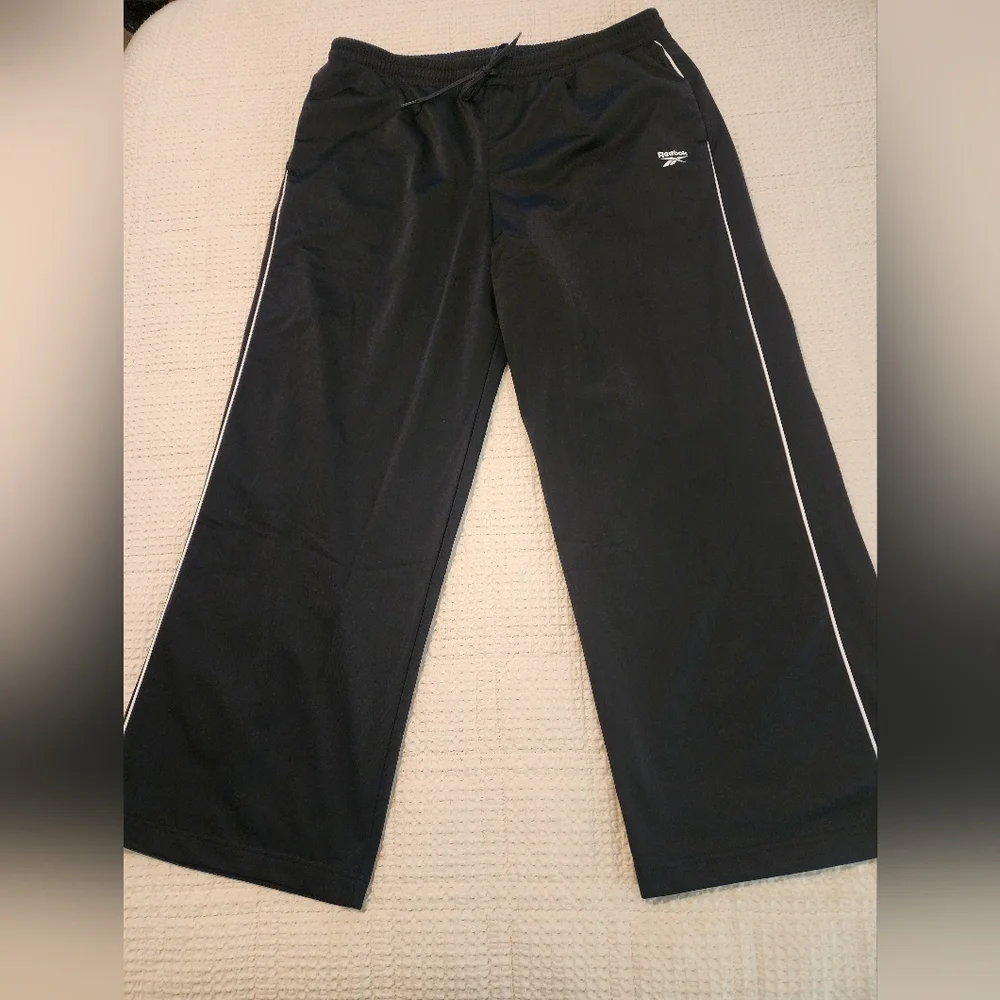 Reebok Men's Black Speedwick Trainers Pants Elastic Waist Drawstring 1XL New